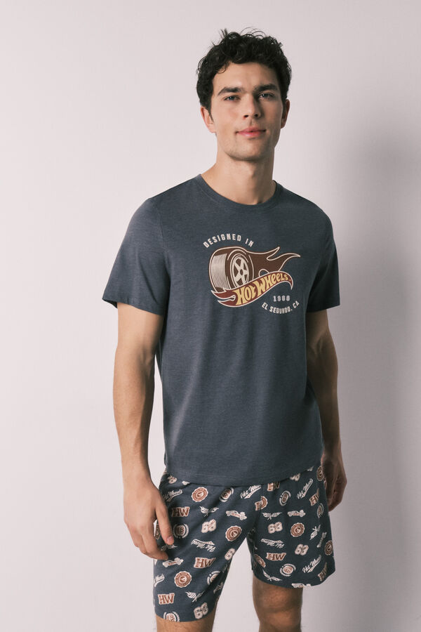 Women'secret Pijama corto hombre algod&oacute;n Hotwheels gris